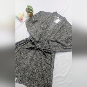 NEW VENUS Gray Knit Belted Cardigan